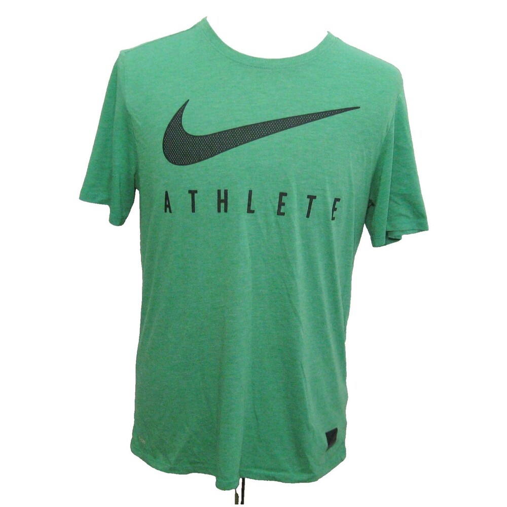 Nike Logo T-Shirt Mens Size Large Green Dri-Fit Short Sleeve Graphic Shirt